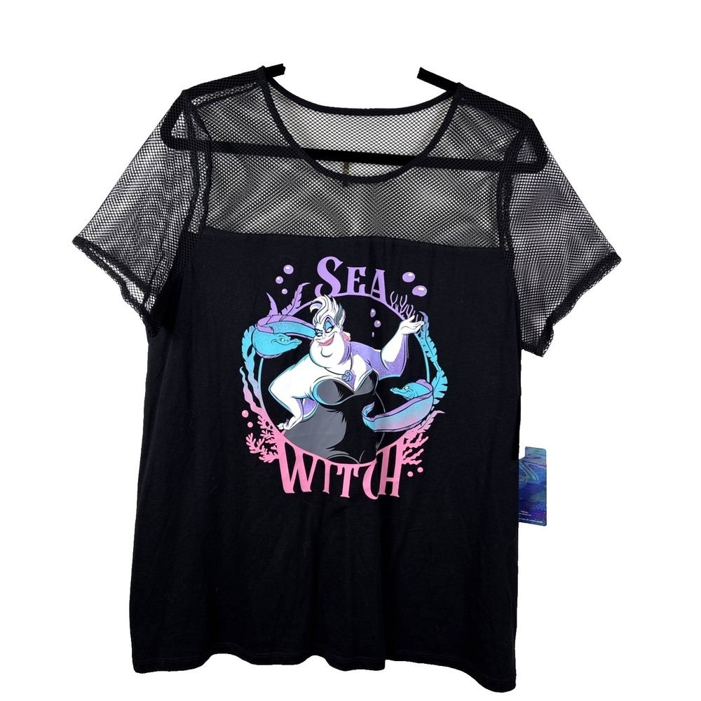 Torrid Disney Villains Ursula Sea Witch Graphic Tshirt Shirt Fishnet Yoke